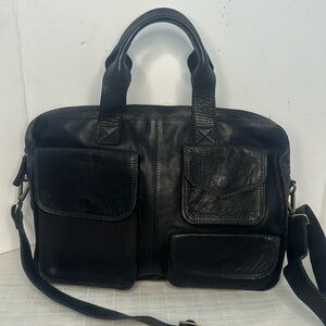 CARBON2COBALT BLACK Carbon 2 Cobalt Leather Messenger Crossbody Bag